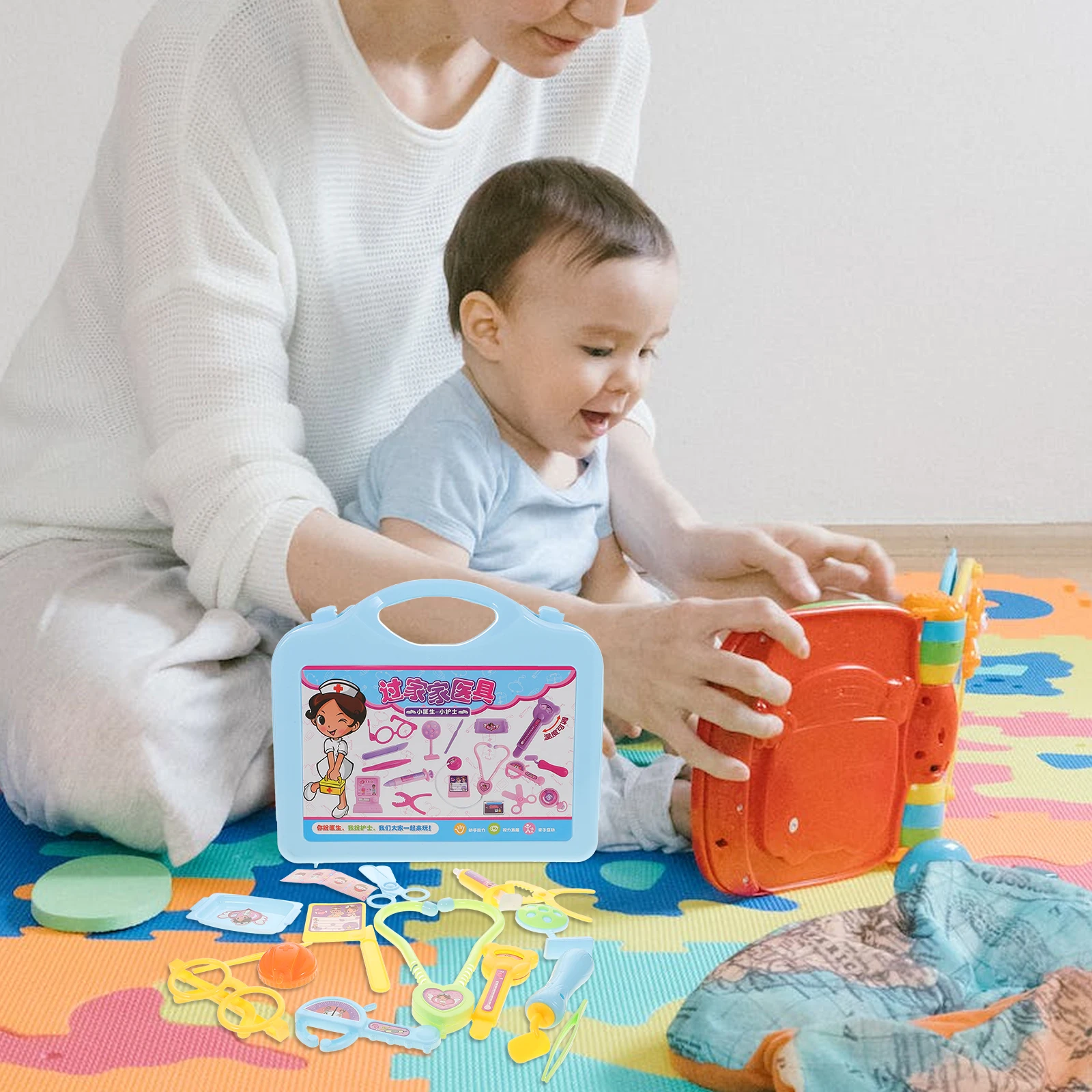 

Children Pretend Play Medical Toys Medical Set Simulation House Simulation Medical Equipment Play Toy Set (Blue)