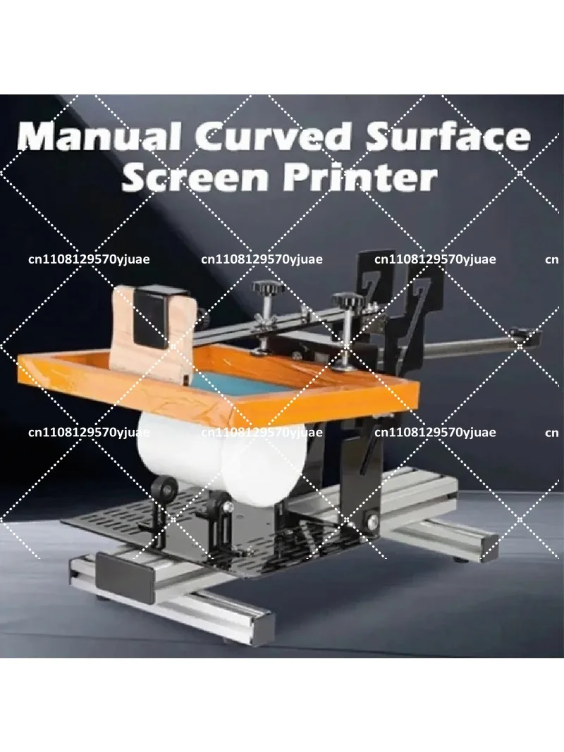 Curved Screen Printing Machine for Cylindrical Bottles Tumblers, Adjustable 1.3-27CM Diameter Manual Screen Printer