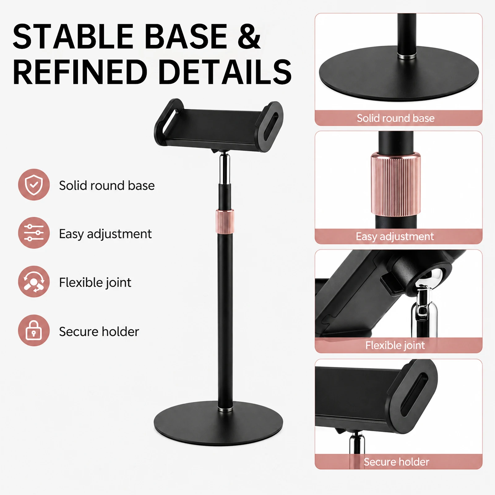 360 °   Rotating Height Adjustable Tablet Stand for Desk, Fits 5-12.9 in Tablets and Phones