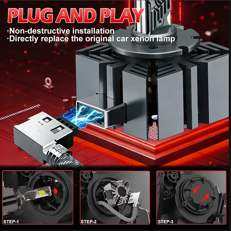 D1S D3S LED Car Headlight Bulb 5800W 6000000LM D8S LED CANbus D1R Car Lamps HID Xenon Upgrade Kit 1:1 Original Plug and Play 12V view 5