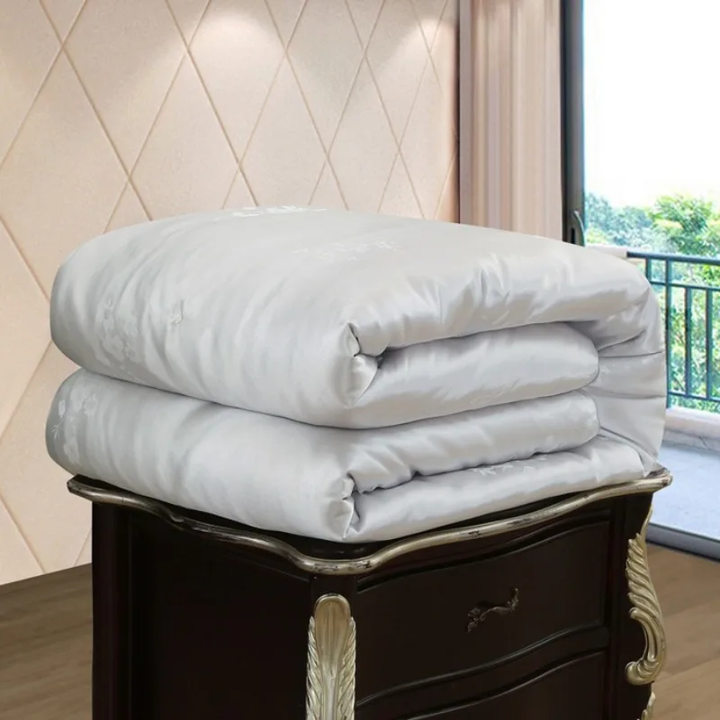 Handmade Imitation Silk Quilt, All Season Quilt, Breathable Warm Comforter for Home Bedding, Multiple Sizes & Colors Available