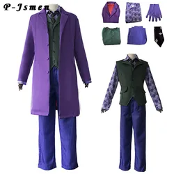 P-Jsmen Movie Joker Heath Ledger Costume Cosplay Knight Coat Shirt Vest Full Suit Adult Outfit Halloween Performance Clothing