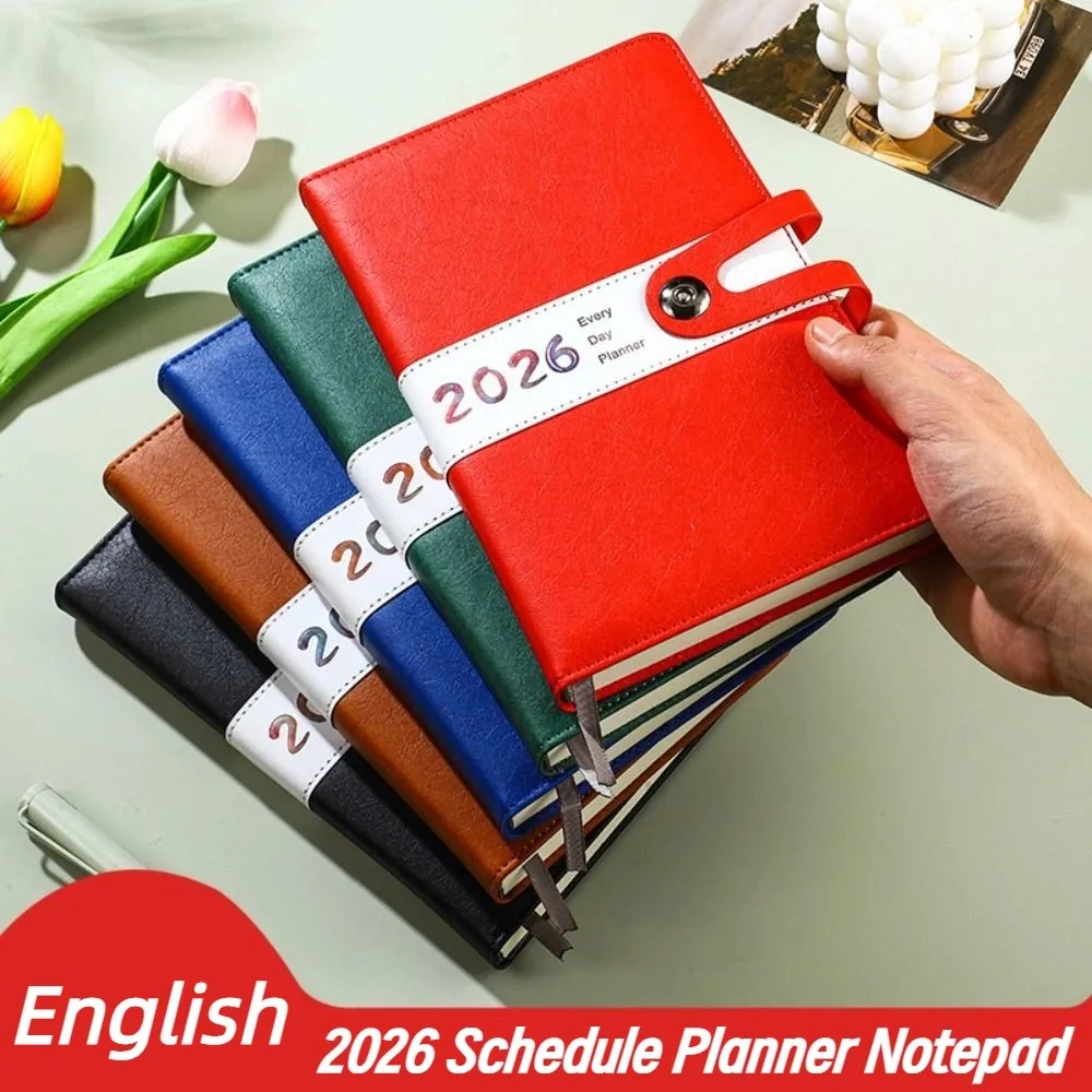 English 2026 Schedule Planner Notepad 12 Months Efficiency A5 Agenda Planning Notebook Portable Bookmark To-do List Notebook