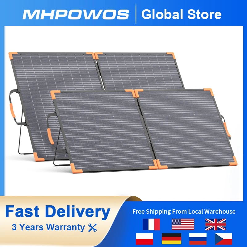 MHPOWOS 100W/200W Bifacial Kit Solar Panel Foldable Solar Generator For Camping Garden RV Power 20V Voltage IP68 Waterproof