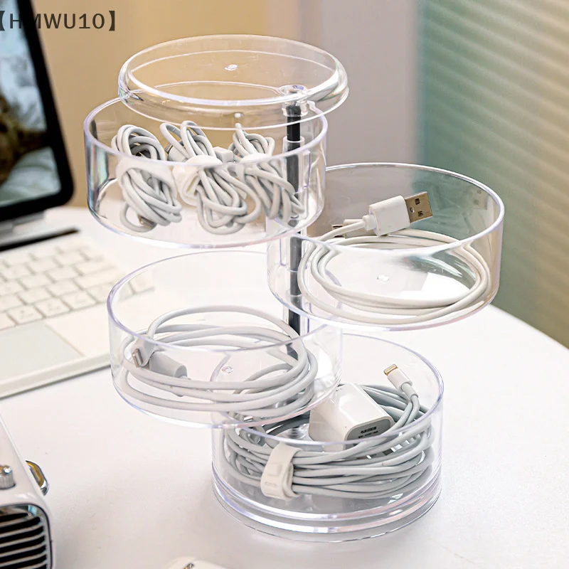 Acrylic Clear Round Storage Box Stackable Belt Rack Display Holder For Watch Jewelry Cosmetics Bracelets Rings Ties Container