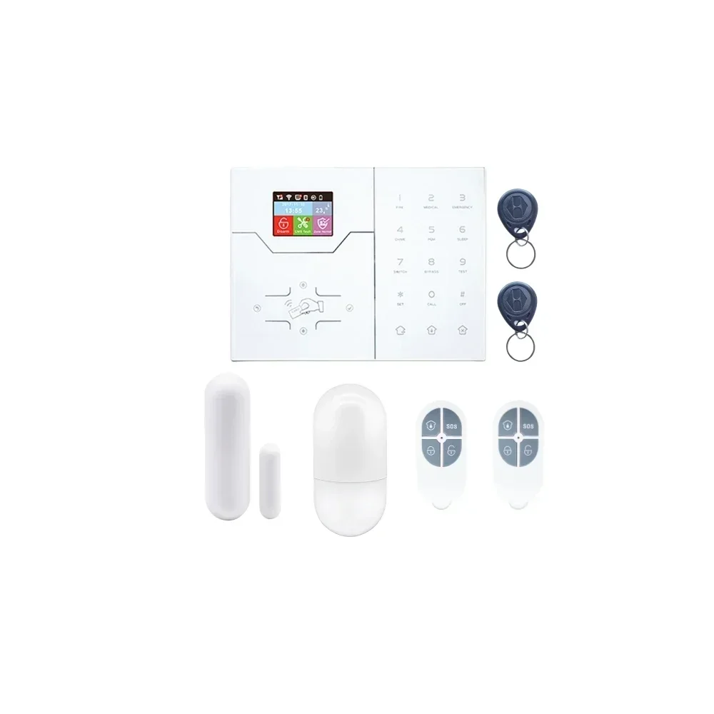 2026 WiFi GSM Security Alarm System Wireless Home Safety Siren Host with Door/Window Magnetic PIR Motion Sensor Remote Controlle