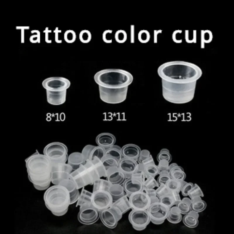 

100pcs S/M/L Disposable Plastic Tattoo Color Cup Makeup Permanent Pigment Transparent Color Tool Tattoo Accessory Tattoo Ink Cup