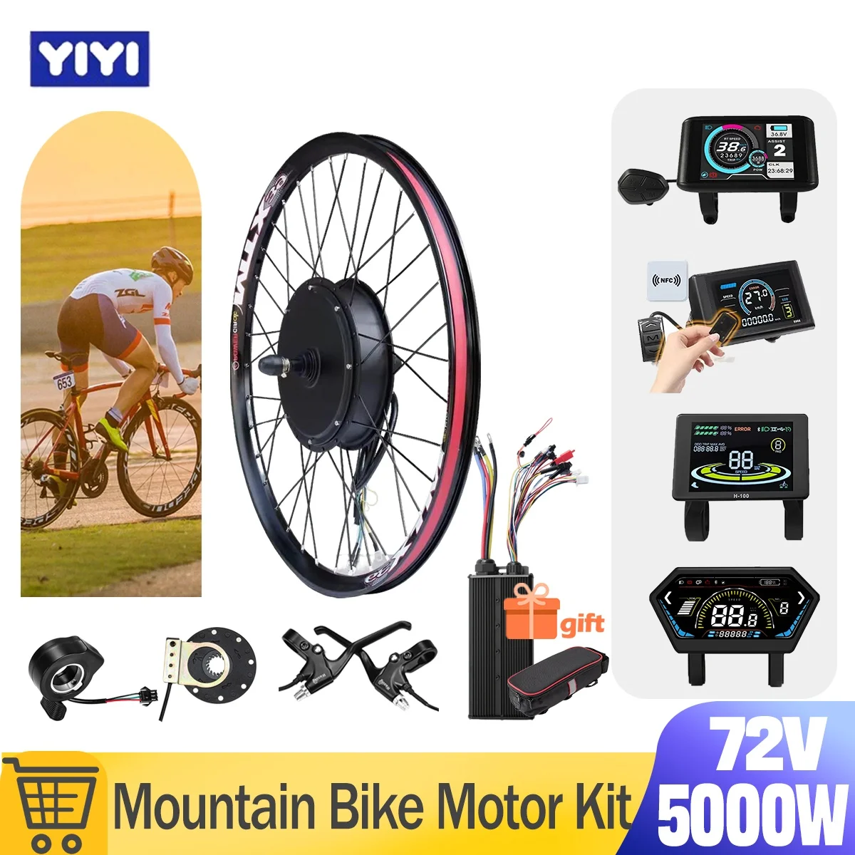

MTX39 E Bike Kit Conversion 72V 5000W Brushless Hub Motor Wheel H-100 мотор колесо для велосипеда