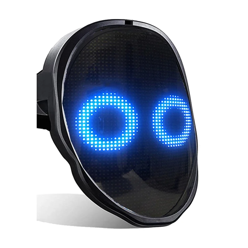 Leading-Bluetooth LED Lights Up Party Mask Halloween Christmas DIY Animation Text Love Prank Concert Robot Face LED Mask