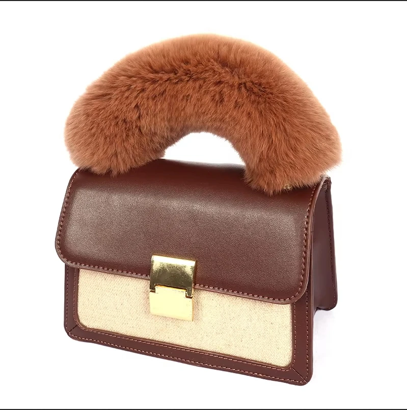 Replacement Women Plush Bag Strap Handbag Strap Belt Real Rex Rabbit Fur Bag Belts Accessories Decorative Chain
