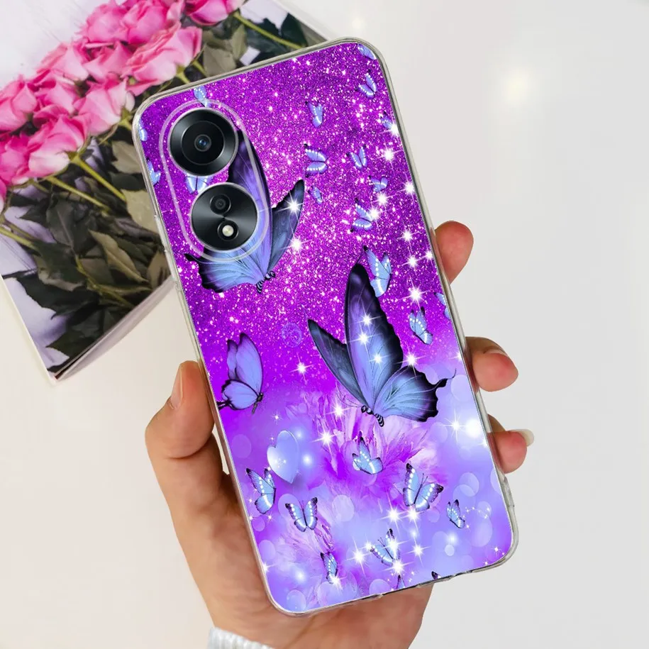 For OPPO A58 4G Case CPH2577 Fashion Flower Astronaut Funda Soft Silicone Clear TPU Cover For OPPO A58 4G A 58 OPPOA58 2023 Capa