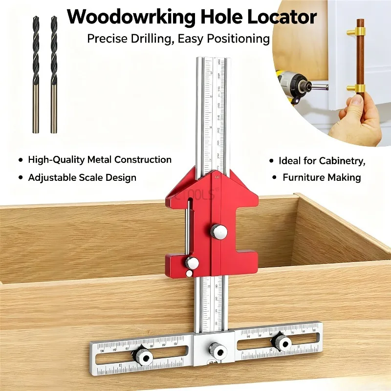 

4 in 1 New Adjustable Woodworking Handle Hole Locator Multifunctional Furniture Drilling Positioning Jig Cabinet Pull Mounting