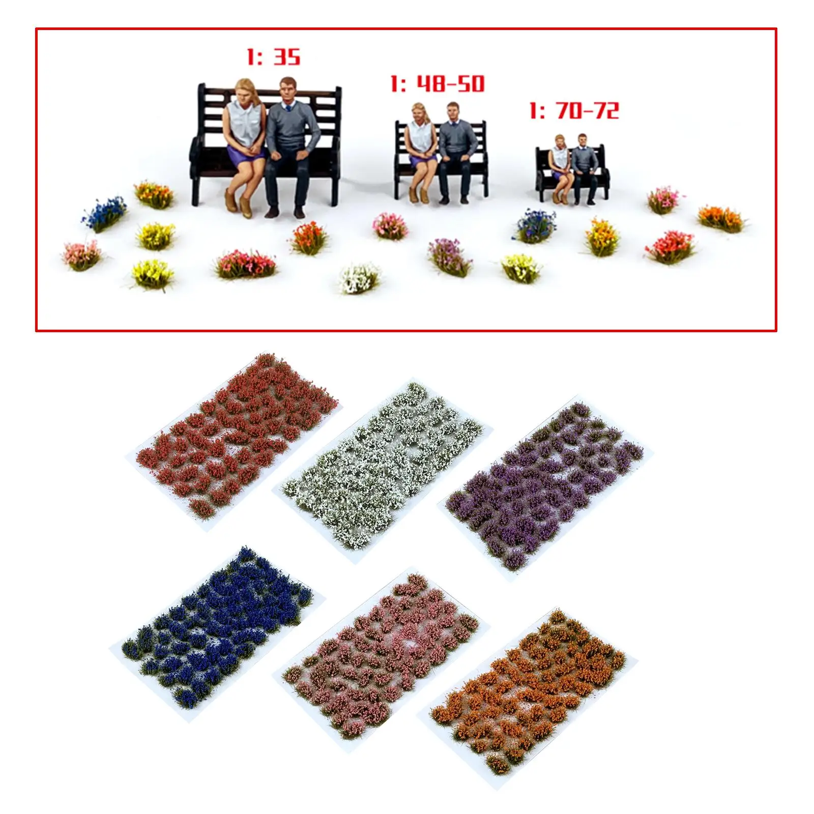 Resin Miniature Flower Cluster Grass Tufts for 1/72 Scale Train Landscape Railway Diorama Layout Decoration