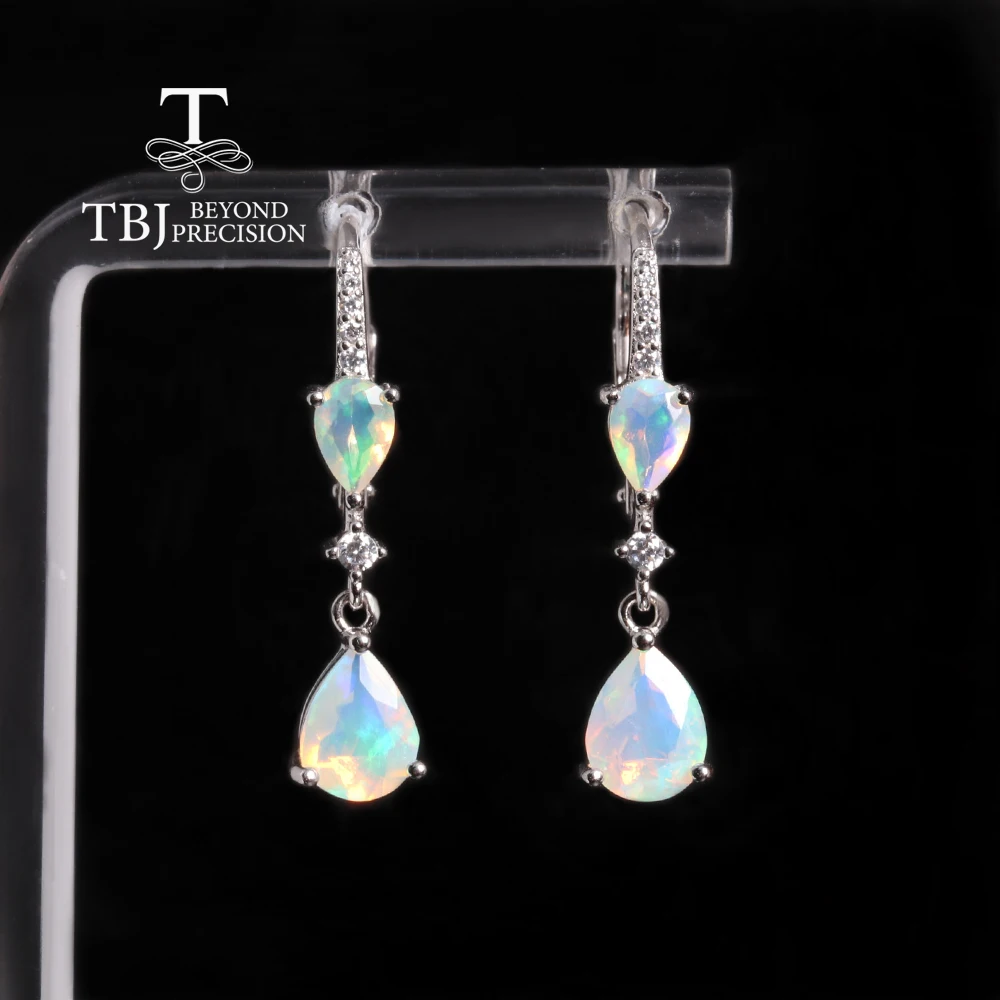 Luxury precious October Birthstone natural Opal Earrings 925 sterling silver fine jewelry birthday gift for women and girls