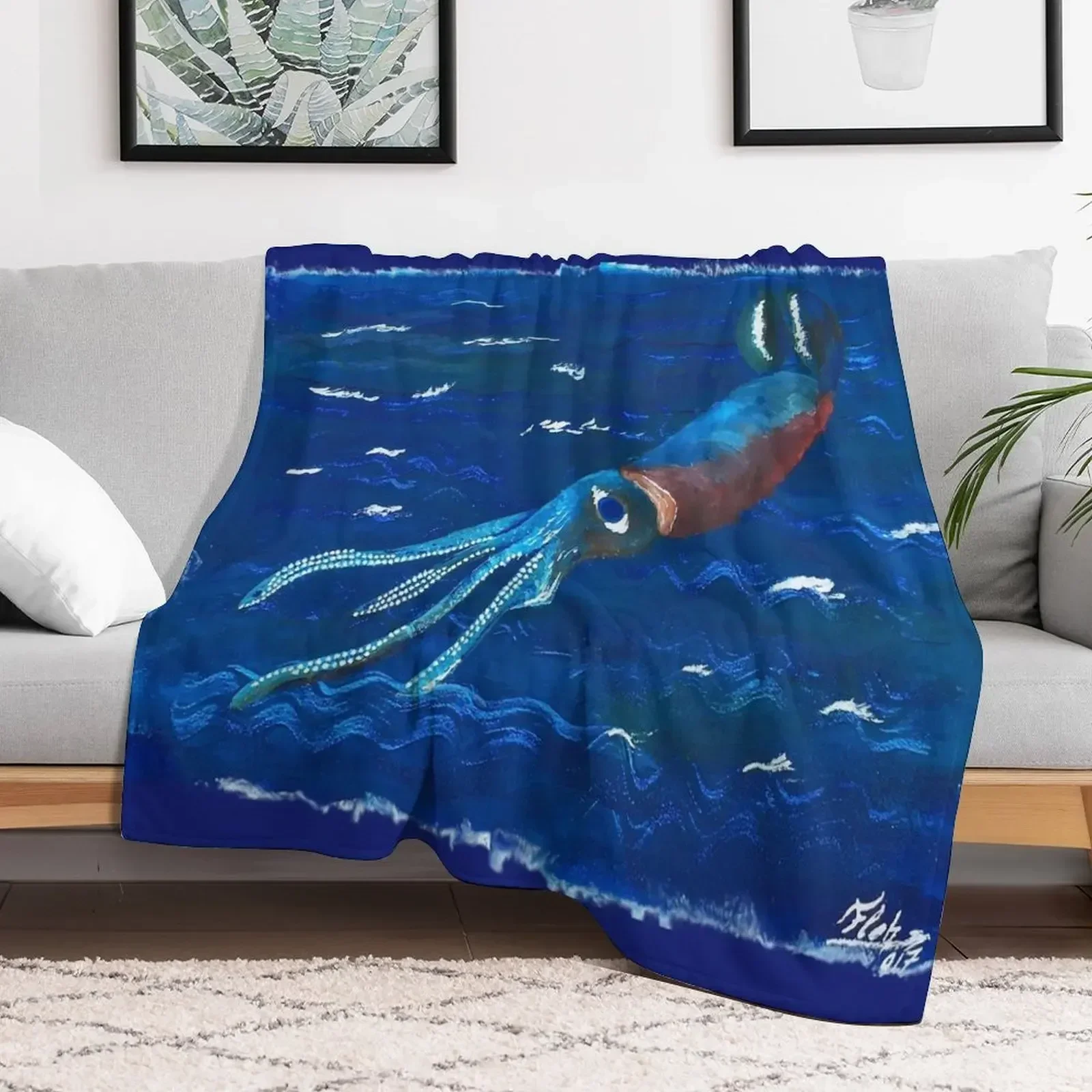 giant squid Throw Blanket Blankets For Bed anime Blankets