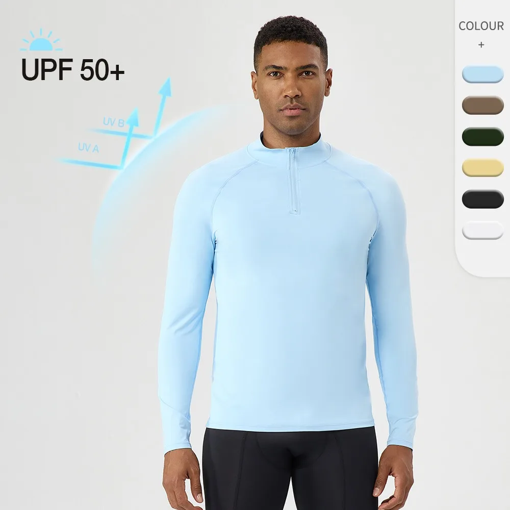 Men Quarter Zip Long Sleeve Athletic Fit Top Quick Dry High Stretch Breathable Outdoor Running Gym Casual Workout Pullover