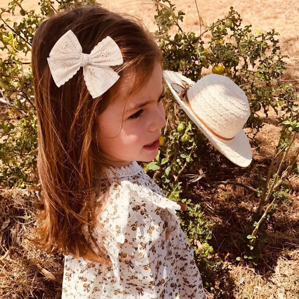 2Pcs/Set Baby Hair Clips for Girls Cotton Lace Hair Bows Kids Barrette Full Wrapped Hairpins Toddler Hairgrips Hair Accessories
