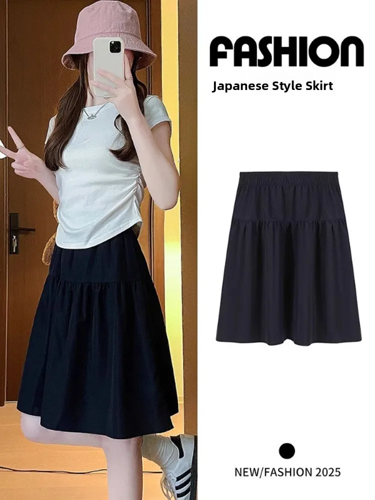 

High Waist A-Line ort Skirt for plus Size Women Japanese Sle Spring Summer Loose Fit Versatile f Body Skirt