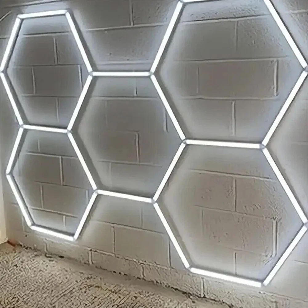 Garage honeycomb hexagonal LED white light super bright 6500K color temperature installed on the ceiling, suitable for garages