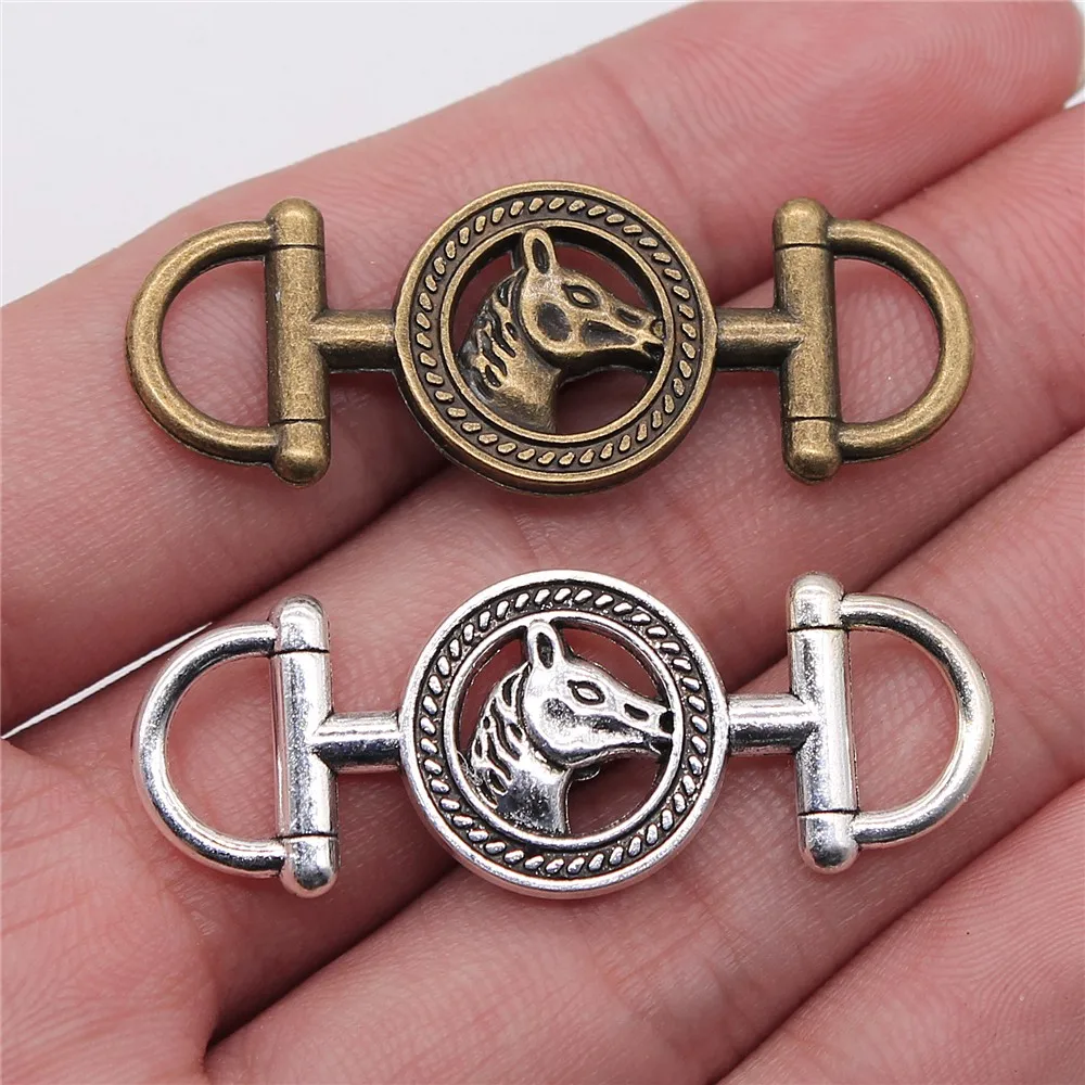 WYSIWYG 5pcs 43x17mm 2 Colors Horse Charms Pendants For Jewelry Making DIY Bracelet Jewelry Findings Accessories