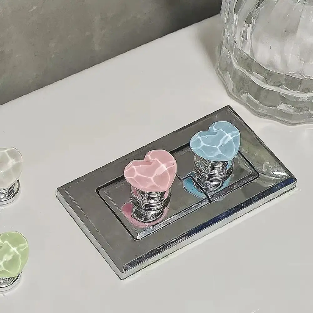 Heart Shaped Toilet Press Button Creative Design Self-Adhesive Toilet Flusher Nail Protector Cute Style Tank Press Switch