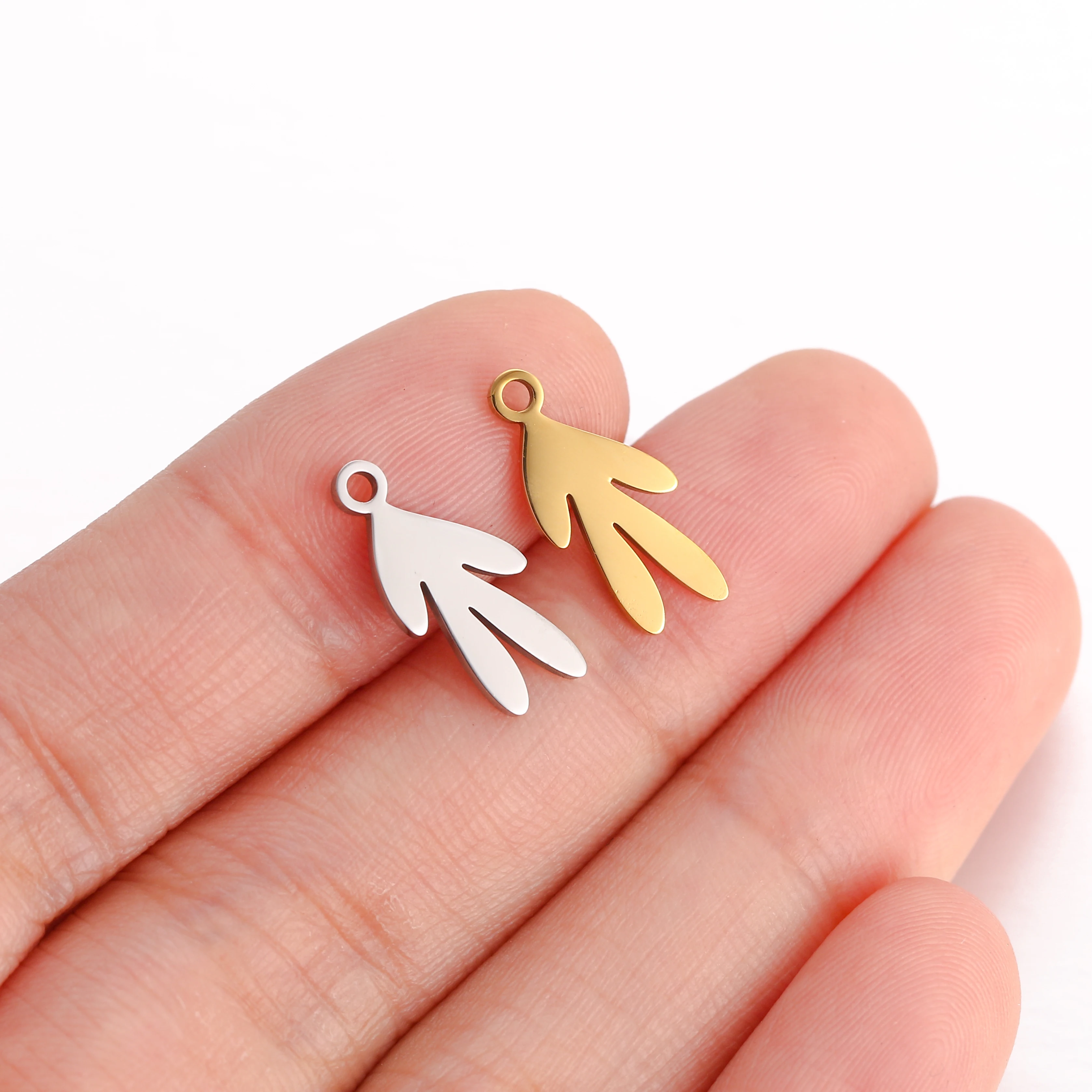 5 Stück Edelstahl Mini Stern/Klee/Handfläche Charm Verbinder Anhänger DIY handgemachte Halskette Ohrringe Schmuckherstellung Zubehör – Detail 5