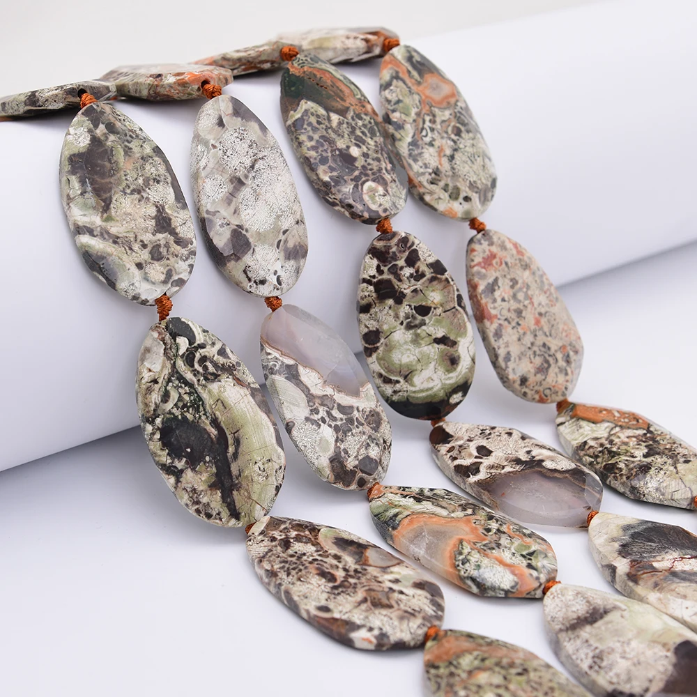 APDGG Large Size 35x60mm Natural Mix Color Green Jasper Stone Cutting Chunky Slice Loose Pendant Beads 15'' Strand Jewelry DIY