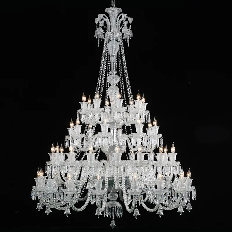 48-head Large hotel Crystal Chandelier LED lustre de cristal French Luxury Foyer Living Room Church project Lighting Chandeliers