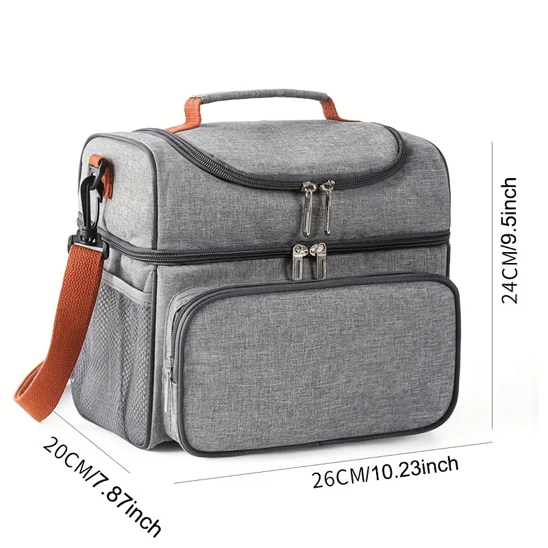 Large Double Layer Insulation Bento Insulated Lunch Bag Picnic Cooler Ice Pack Waterproof Food Organizer Thermal Lunchbox Bags