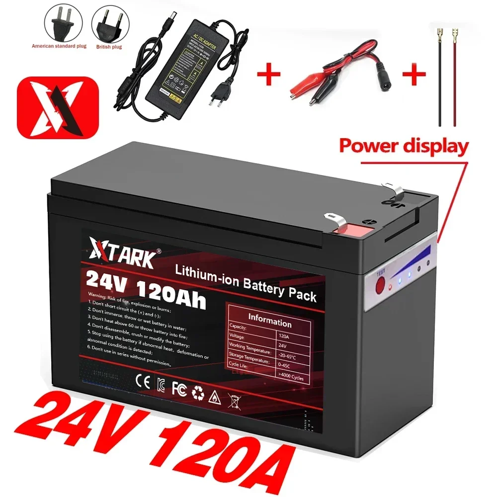 

New 24V 65Ah 100Ah 120Ah LiFePo4 Lithium Battery 18650 bms Electric Vehicle Lithium Battery Pack Built-in BMS 30A High Current