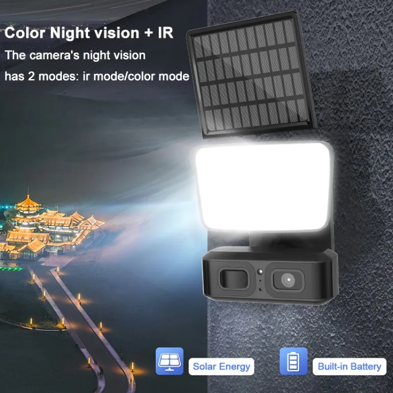 Outdoor Solar Monitoring Ball Camera Wireless Black Light Full Color Infrared 1080P PIR Humanoid Detection Waterproof