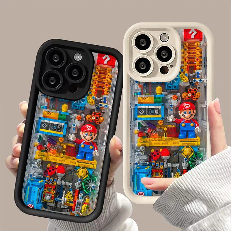 Fashion building blocks M-Marios Phone Case For iPhone 16 15 14 13 12 11 Mini Pro Max X XR XSMax 7 8 Plus High end Matte Cover ﻿