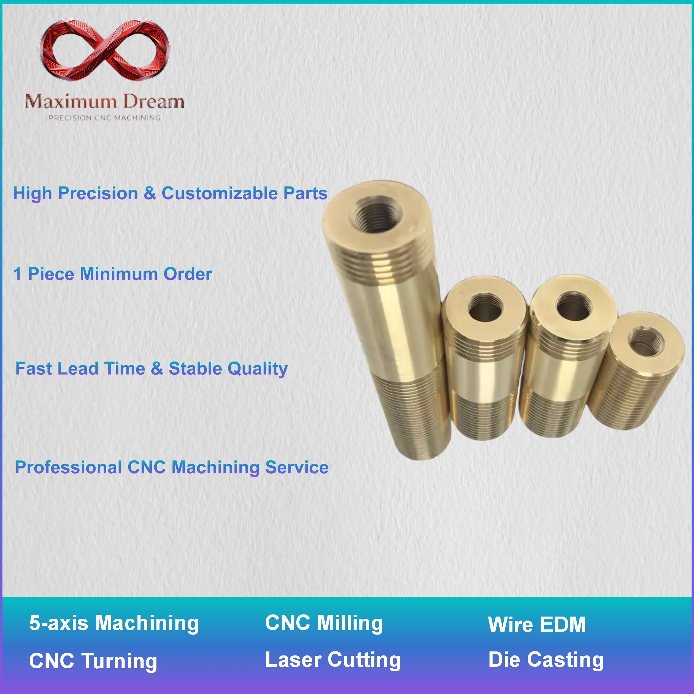 Professional Brass CNC Fabrication, Precision Copper Bronze Machinery Spare Parts, Custom Metal Hardware, 1PC MOQ Fast Delivery