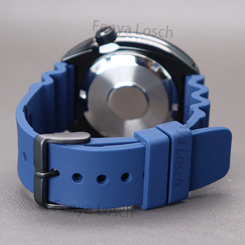 Black 45mm Watch Case Silicone Bracelet Sapphire Glass Tuna Turtle Skx007 Skx013 Parts For Seiko NH35 NH36 Movement 28.5mm Dial