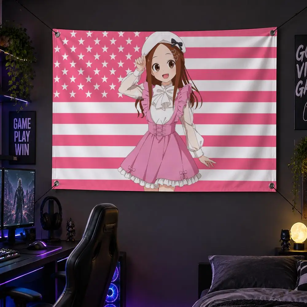 Anime Teasing Master Takagi-san Love Tale T-Takagi Flags Banner Decor for Bedroom,Garden,Party,Club,Gaming Room,Garage Fan Gift