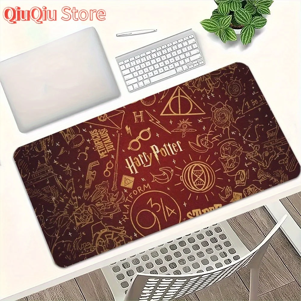 Alfombrilla de ratón grande de Harry Potter, base de goma antideslizante gruesa, diseño vibrante de Hogwarts y símbolos mágicos, duradera y fácil de usar, 1 ud.
