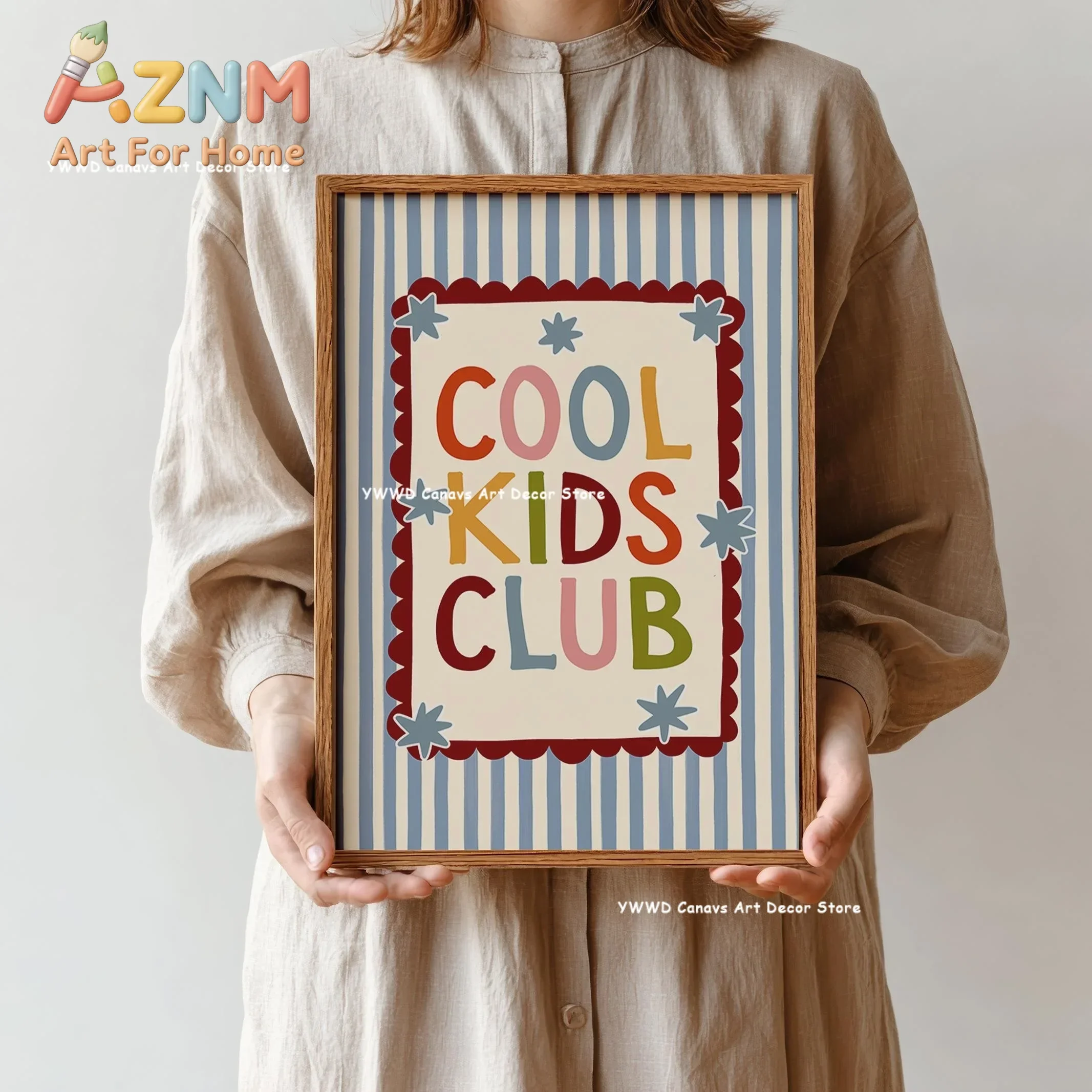 Cool Kids Club Nursery Canvas Print How Wonderful Life Is Now You’re in The World Quote Stars Wall Art Posters for Home Decor