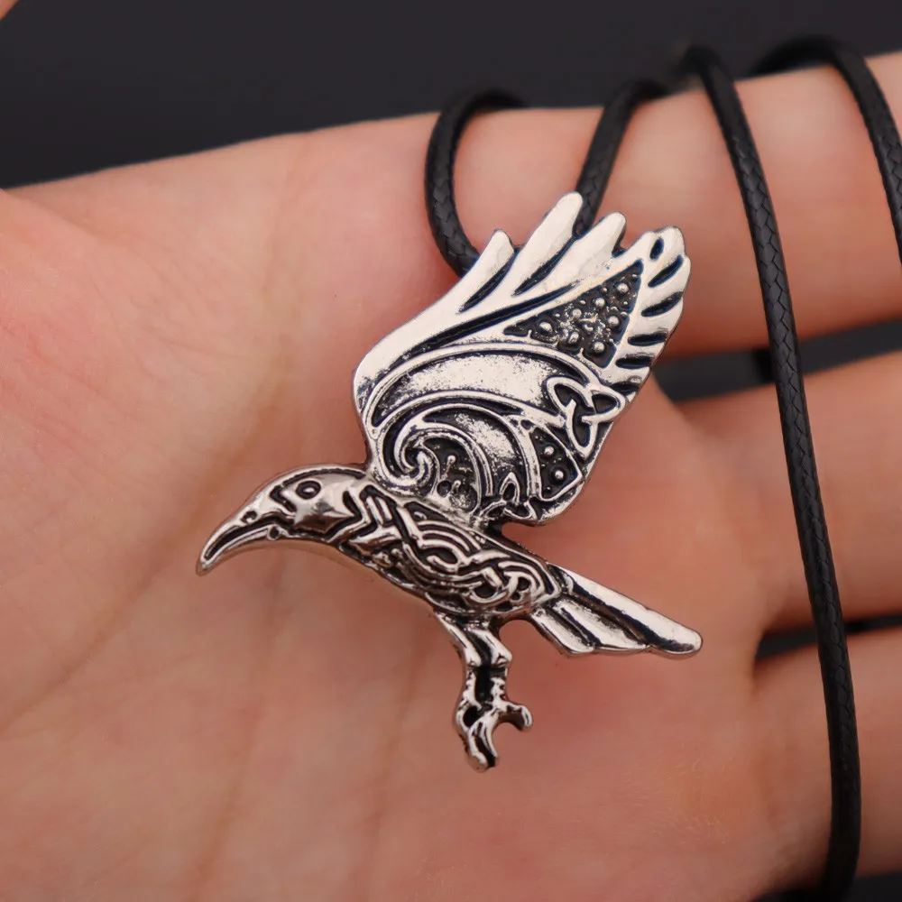 Vintage Nordic Viking Myth Celtic Crow Totem Men\'s Pendant Necklace Fashion Punk Gothic Men\'s Party Jewelry Accessories Gift