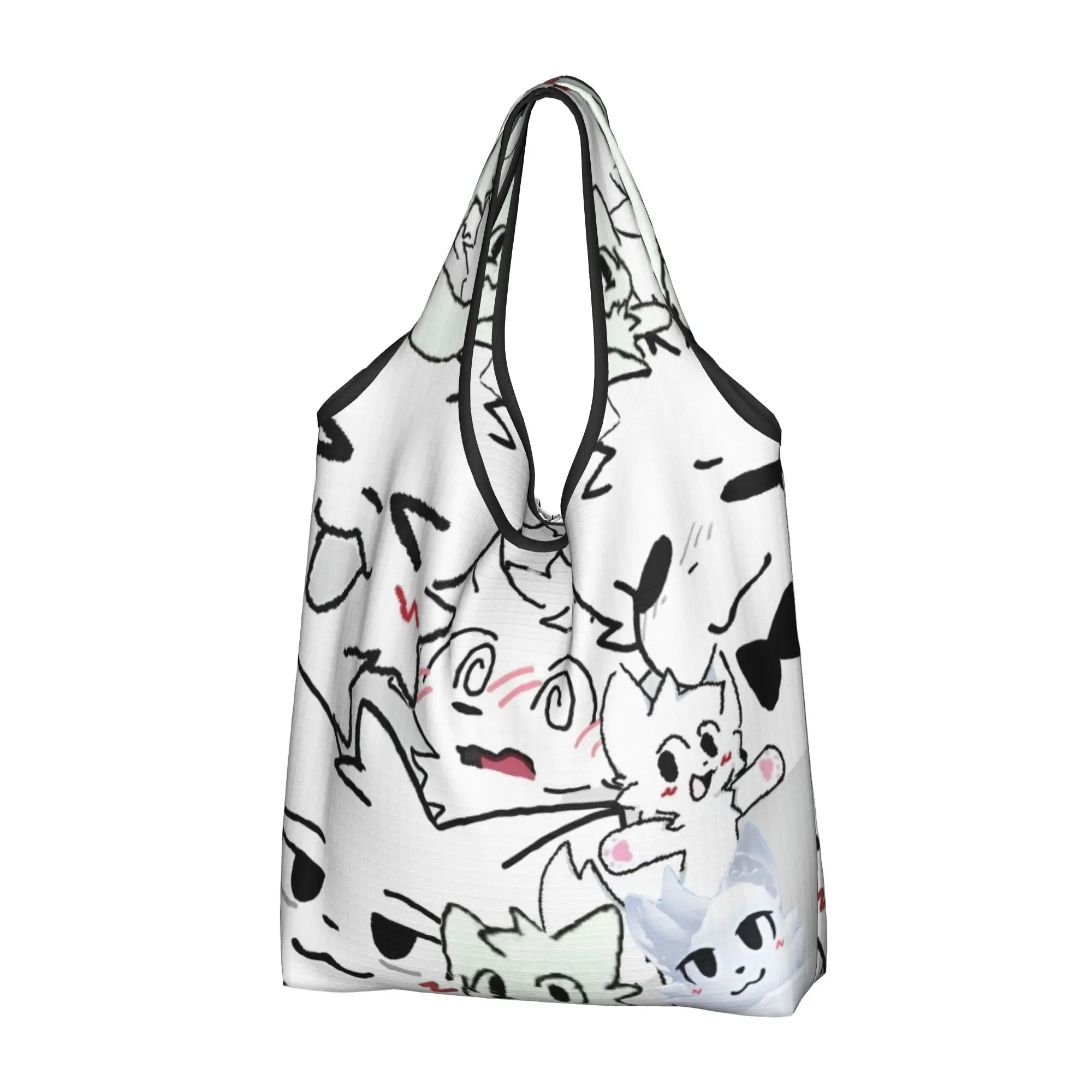 Custom Boykisser Silly Cat Shopping Bags Women Portable Large Capacity Groceries Internet Popular Tote Shopper Bags