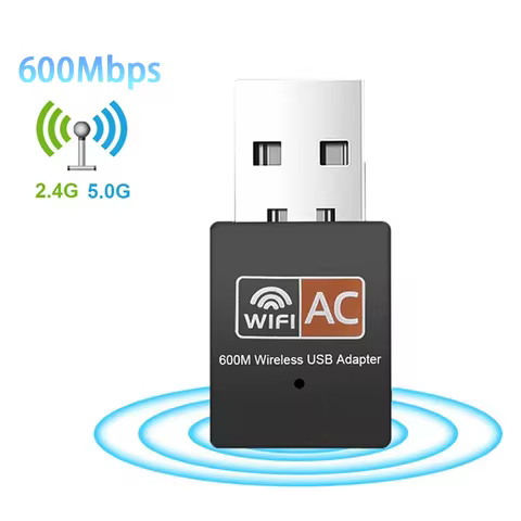 600Mbps USB WiFi Bluetooth Adapter 2in1 Dongle Dual Band 2.4G 5GHz USB Wi-Fi with Antenna PC Mini Computer Network Card Receiver
