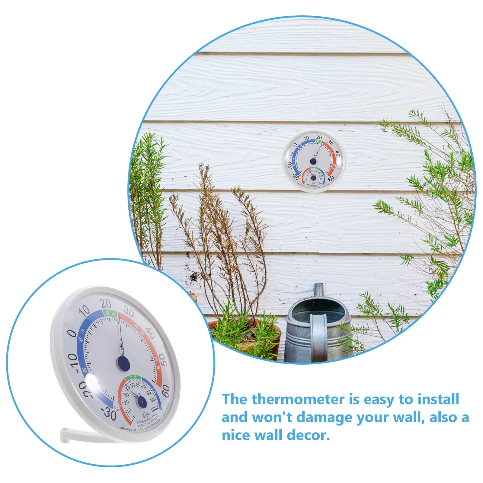 High Precision Indoor Hygrometer Thermometer Dual Function Temp Humidity Monitor Space Saving Tabletop Wall Hanging Design