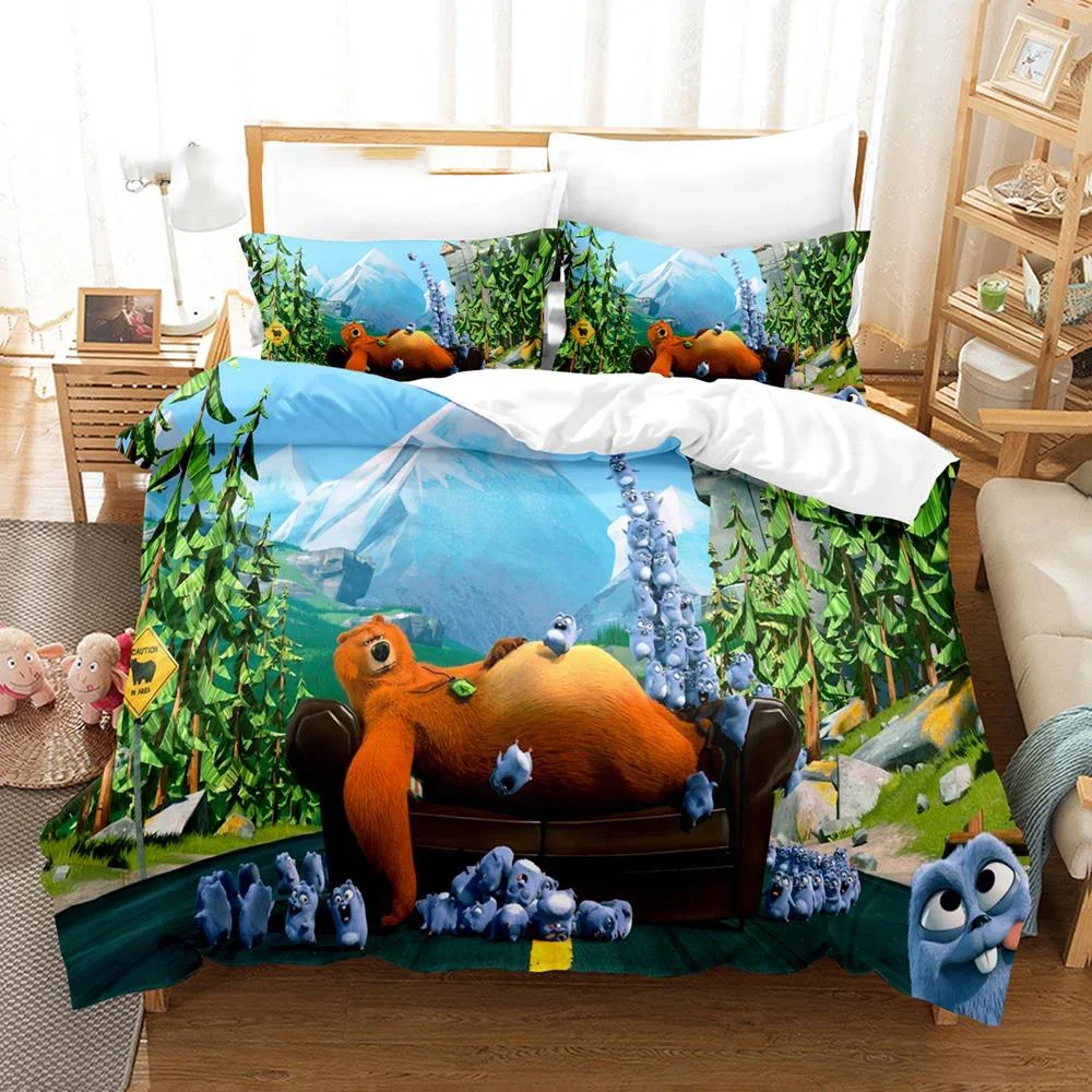 3D Printed Grizzy N Lemmings Bedding Set Duvet Cover Bedroom Comforter Covers Single Twin King ​Size Quilt Cover Home 2/3PCS