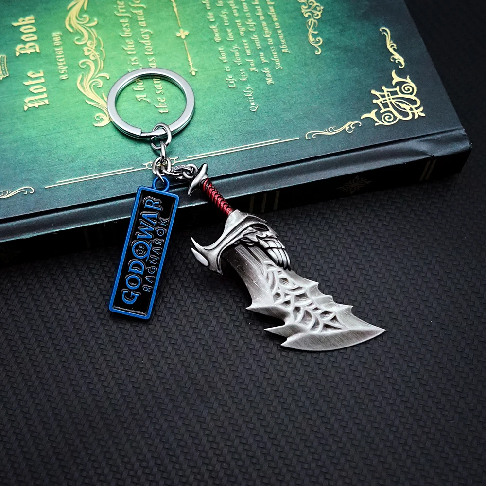 Game God of War Weapons Keychain Levitan\'s Axe Key Chain for Men Keyring Blades of Exile Chaos Accessories Car Keychains