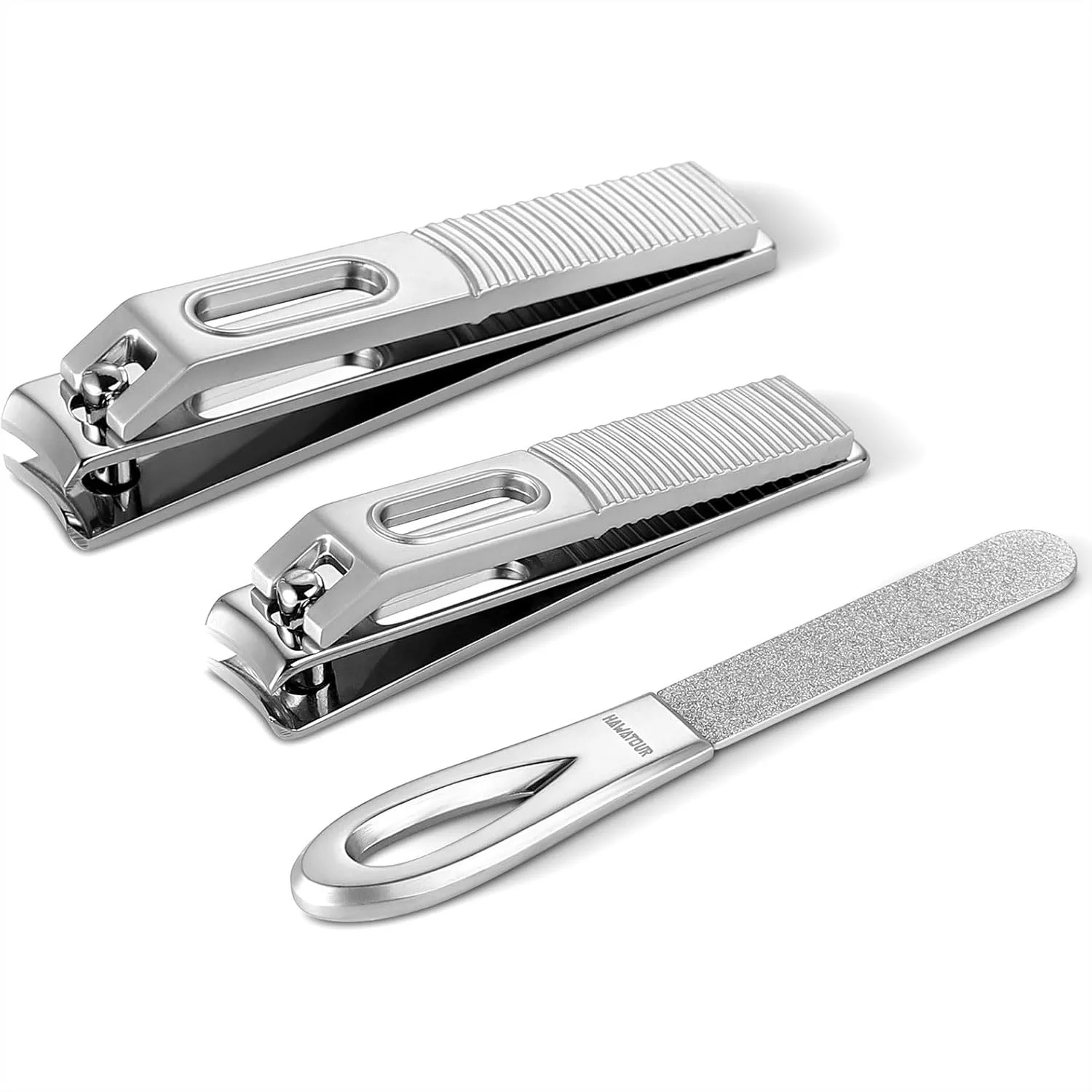 

Nail Clippers Set, Zinc Alloy 420J2 Stainless Steel Ultra Sharp Curved Blade Fingernail and Toenail Clipper with Tin Case