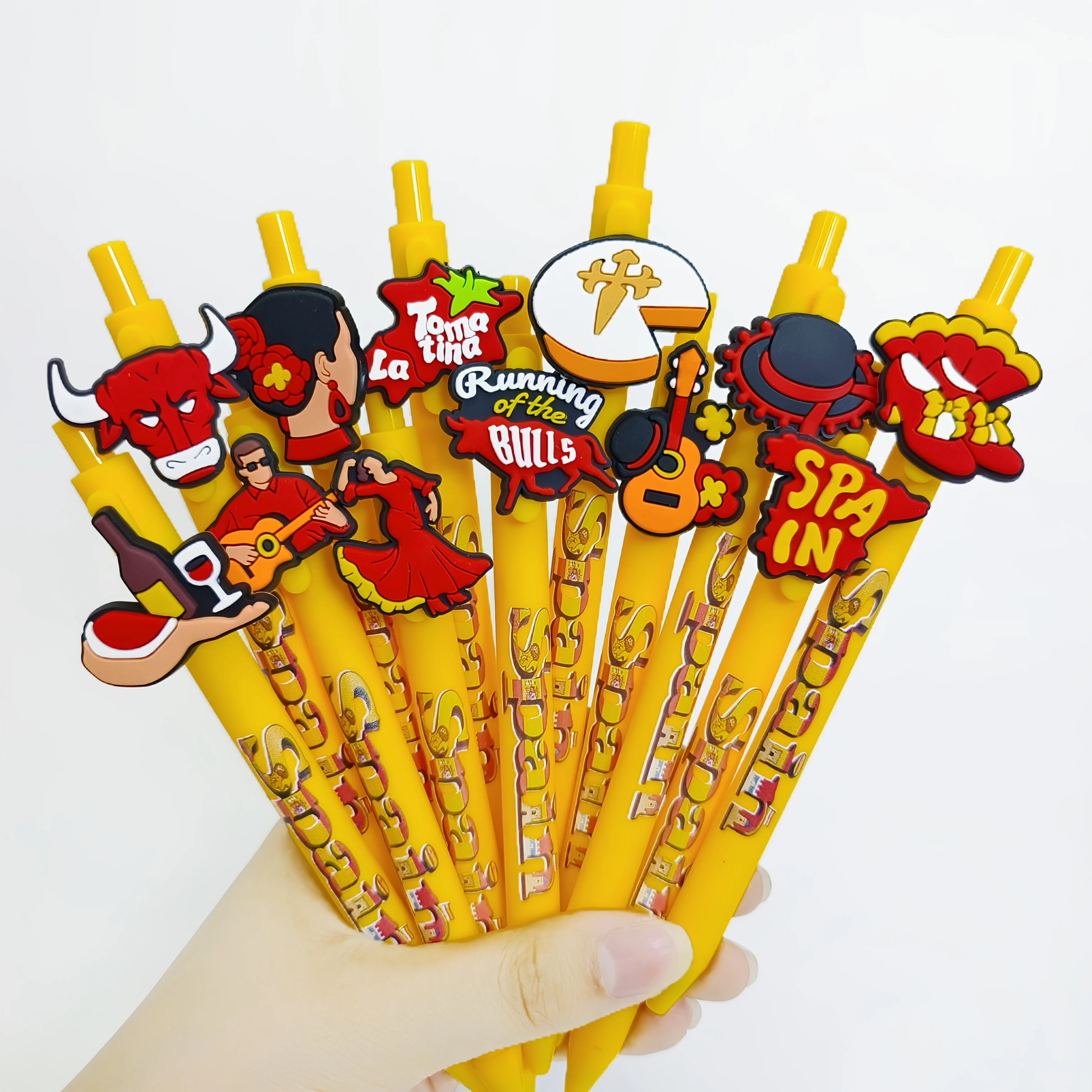 6Pcs/12Pcs Spain Style Printed Surface Pen Spain Theme Surface Pen Student Writing Gift Pen