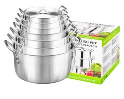 Sanding Aluminum Soup Pot Household 7 Pieces Pot Set Hotel Cookware 12-26cm an Aluminum Pot Sets