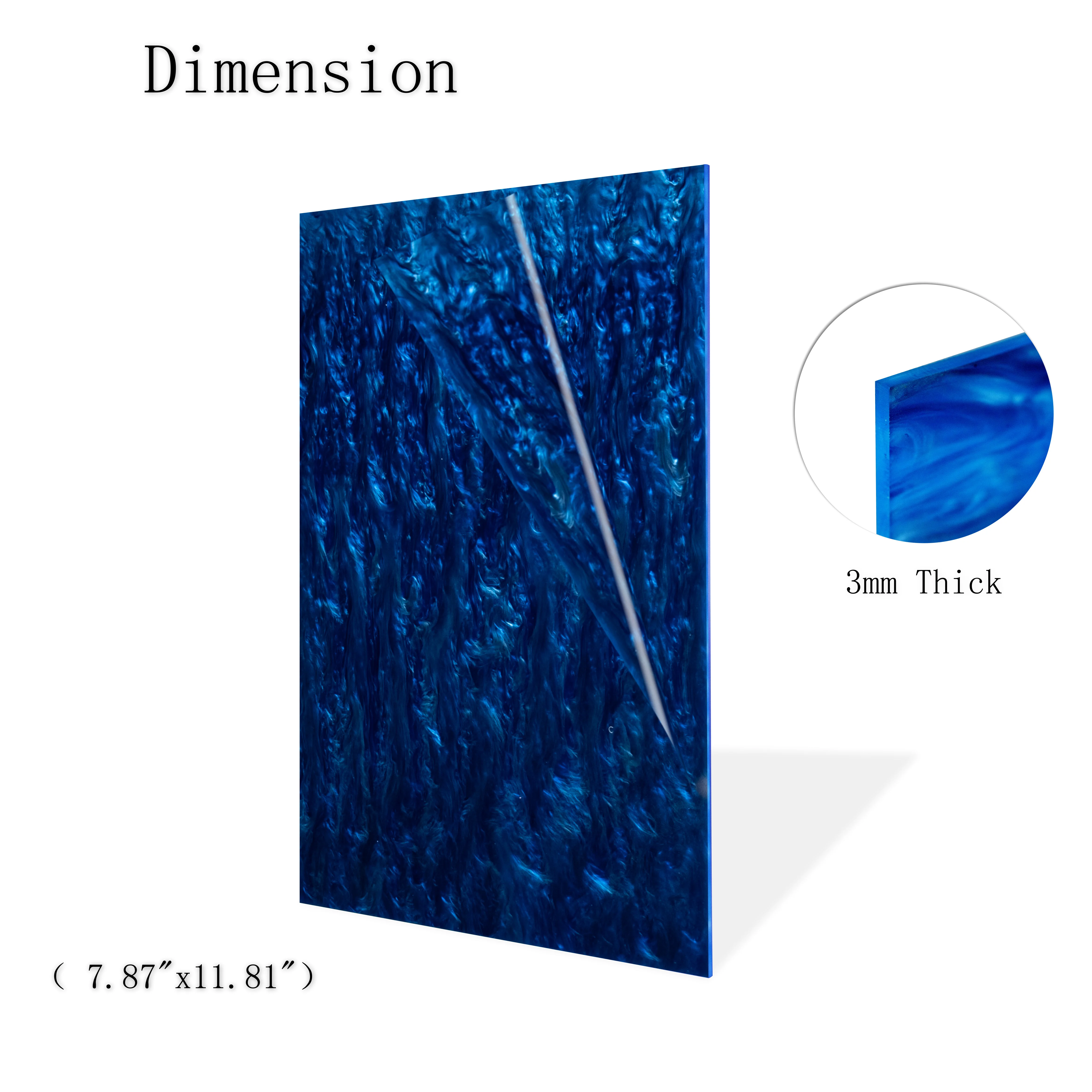 Water Ripple Blue Acrylic Plastic Sheet 12x8 inches 3MM Thick Plastic Sheet , used for handicrafts, DIY projects