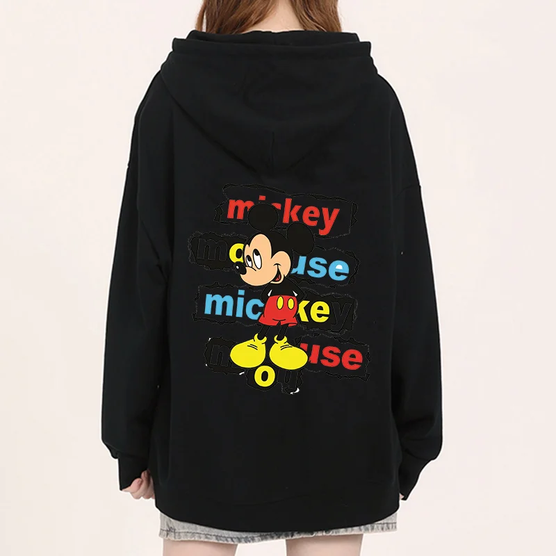 Popular Disney character Mickey Mouse print hooded men's and women's hoodies, couple casual sports street hoodies