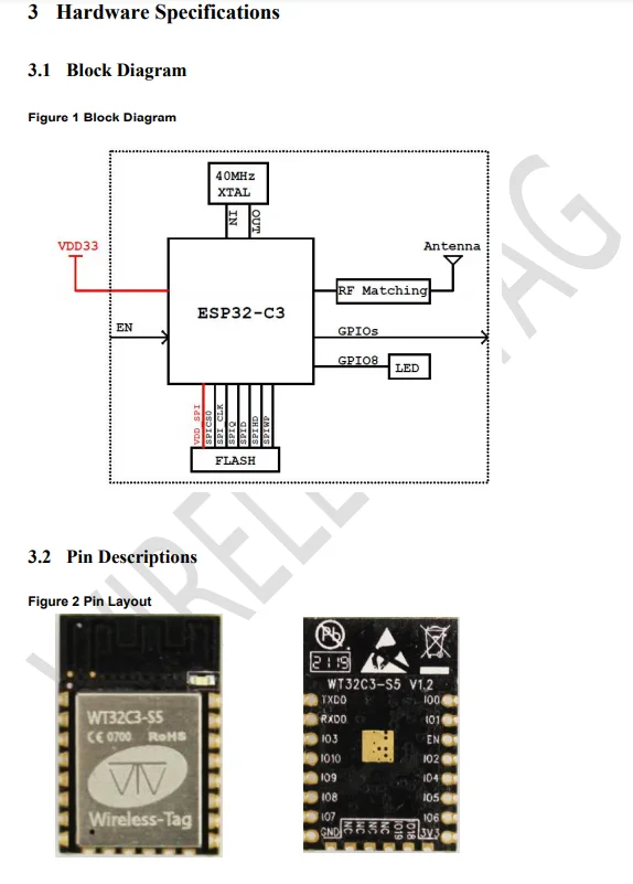WT32C3-S5 modul, gebaut-in ESP32-C3 modul drahtlose WIFI Bluetooth 5,0 dual-modus – Detail 5