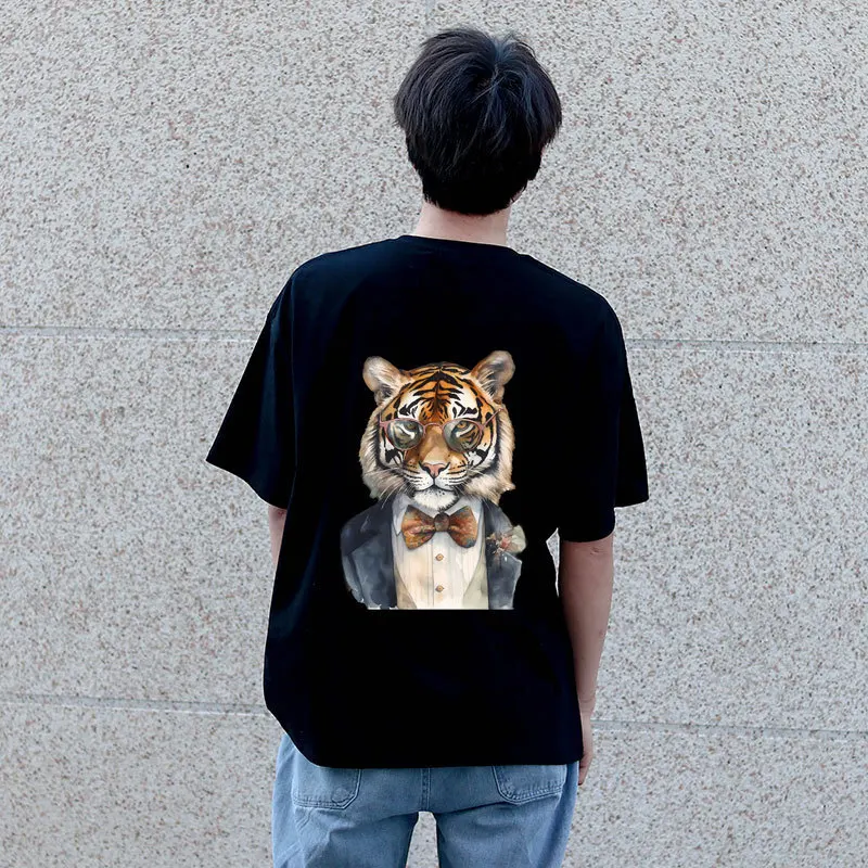 Suit Animal Fox Koala Hedgehog Tiger Cat Mr Heat Transfer Stickers DIY Iron On Transfers For Clothing Washable Stickers